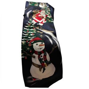 HOLIDAY Yule Tie Christmas Necktie Navy Blue All Silk Festive Snowman ,Santa C.